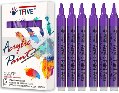 Miniatura 11 de Rotuladores de pintura acrílica dorados, punta media de 0.079 a 0.118 pulgadas, paquete de 6 bolígrafos de pintura permanente a base de agua dorados