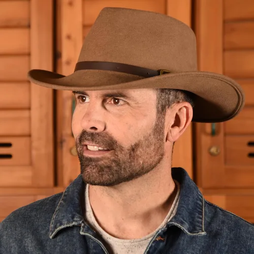 Miniatura 8 de Melbourne - Sombrero de fieltro de lana para mujeres/hombres, sombrero de vaquero con lágrima aplastable, sombrero de invierno y otoño Sombrero