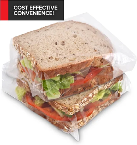 Miniatura 3 de Stock Your Home 200 bolsas de sándwich transparentes plegables, bolsas de plástico desechables a granel con cierre plegable para restaurantes