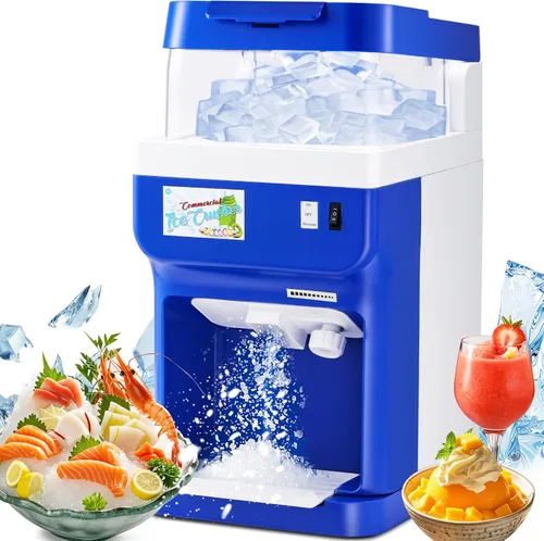 NEWTRY Máquina trituradora de cubitos de hielo comercial de 8.45QT Máquina de afeitar de hielo eléctrica con hoja de aleación de aluminio Máquina