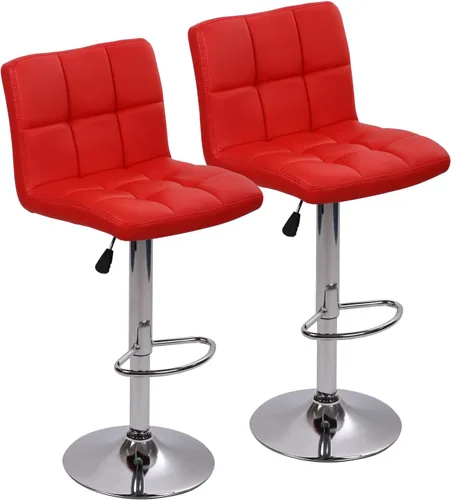 Miniatura 9 de Juego de 2 taburetes de bar, taburete giratorio ajustable de piel sintética, silla de comedor giratoria hidráulica con reposabrazos, sillas modernas