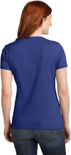 Miniatura 4 de Hanes Camiseta de algodón con cuello en V para mujer talla M color real profundo azul Deep Royal Blue M