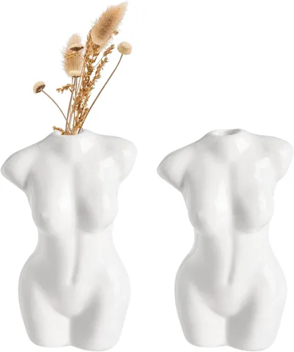 Briful Mini jarrón de cuerpo – Decoración de estante de forma femenina, escultura en forma de cuerpo, bonito jarrón de flores para decoración