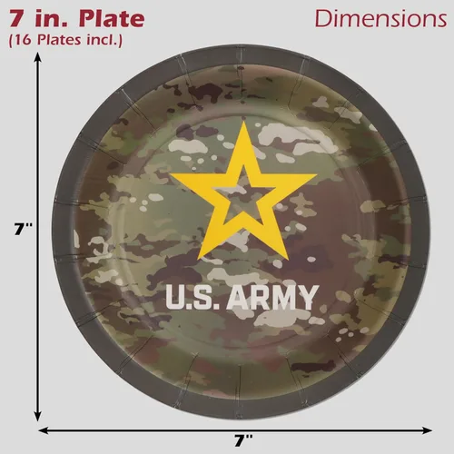 Miniatura 3 de Havercamp Fiesta oficial del ejército de los Estados Unidos para 16 invitados; incluye 16 platos y servilletas de 7 pulgadas - Logotipo
