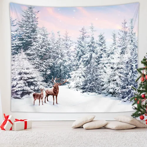 Miniatura 12 de RosieLily Tapiz de arte de pared, tapiz de naturaleza de montaña azul, 13 pulgadas de ancho x 51 pulgadas de alto, para decoración de pared