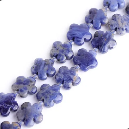 Miniatura 28 de GEM-Inside - 26 cuentas semipreciosas de 0.594 pulgadas (0.591 in) con diseño de flores de plantas naturales de África Bood Jasper para hacer joyas