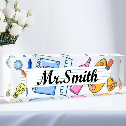 Miniatura 32 de Placa de nombre de escritorio personalizada, placas de identificación acrílicas para escritorio, decoración de oficina, regalos personalizados