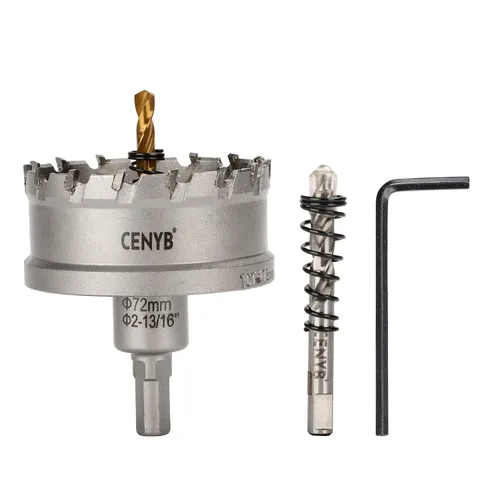 Miniatura 31 de 10 piezas (16-54 mm) Kit de sierra perforadora de carburo TCT para metales duros. Incluye 2 brocas de titanio, 1 broca piloto escalonada y 2 llaves