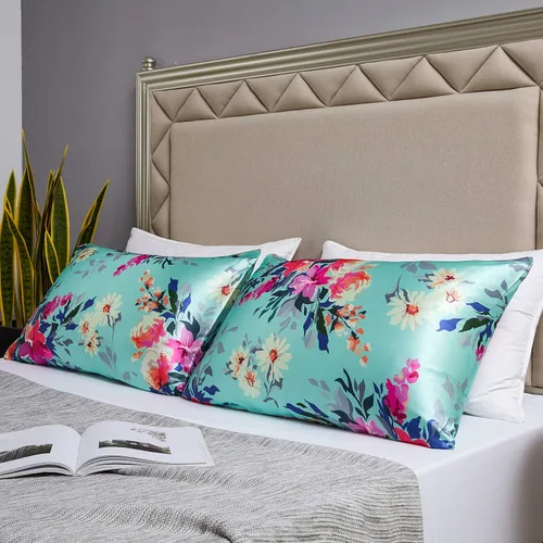 Miniatura 6 de MR&HM - Funda de almohada de satén 16- verde floral