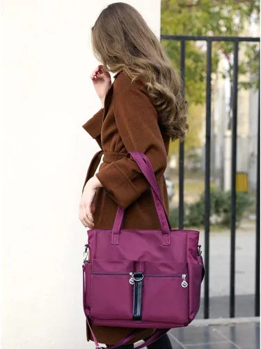 Miniatura 8 de Bolsas de nailon para mujer, impermeable, bolsa de hombro casual, bolso ligero, bolsa de múltiples bolsillos