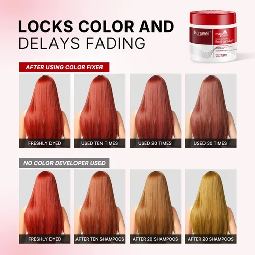 Miniatura 6 de Karseell Acondicionador Depositante de Color Mascarilla Capilar Roja Potenciador de Color, Hidrata y Realza los Tonos Rojos para Cabello Tratado