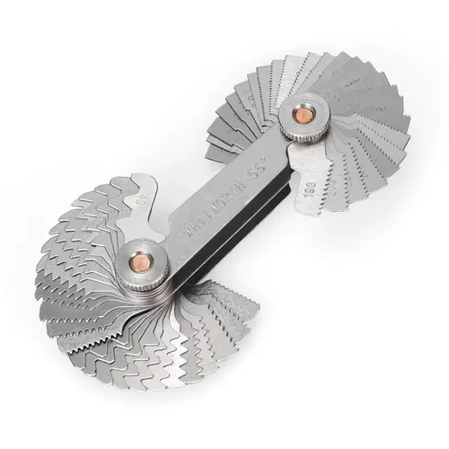 Miniatura 2 de Juego de herramientas de medición de rosca, medidores de rosca de acero inoxidable, medidor de tornillo métrico e imperial SAE Whitworth de 55