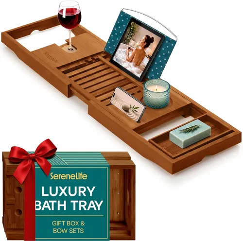 Miniatura 9 de SereneLife Bandeja de bañera de alta calidad, bandeja de baño expandible, regalos únicos de inauguración de la casa, regalo para mamá, mujer, nuevo