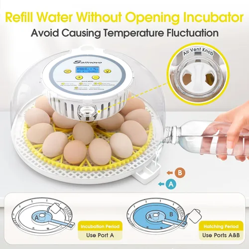 Miniatura 3 de Sailnovo Incubadora de 18 huevos para incubar huevos con giro automático de huevos y pantalla de humedad, control de temperatura, visión clara