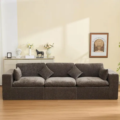 Miniatura 55 de Sofá modular sin hueso de 115 pulgadas, sofá modular modular con otomana, tapizado de gran tamaño, convertible, cómodo sofá de felpilla de 4 plazas