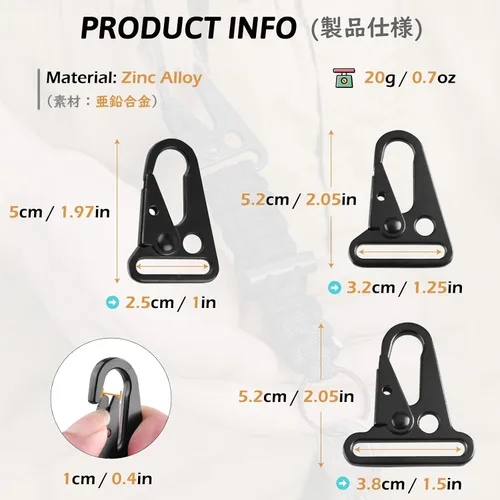 Miniatura 2 de TRIWONDER Clips de boca ampliados HK Gancho de alta resistencia Ganchos a presión Clips de honda para Paracord al aire libre bolsa mochila
