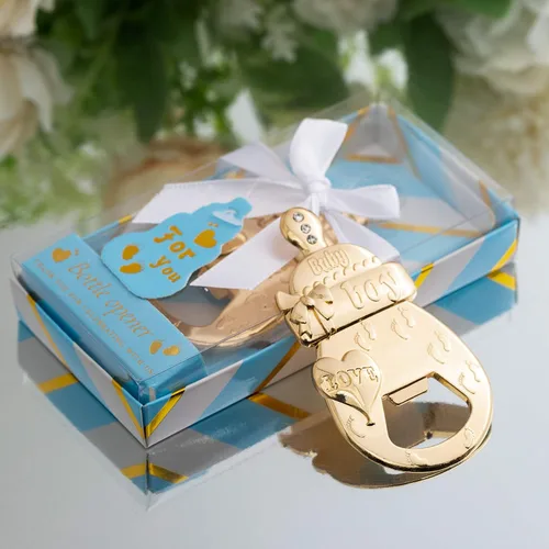 Miniatura 6 de 24 paquetes de los últimos abrebotellas para baby shower - Favores de fiesta, premios, recuerdos y regalos de devolución Azul y dorado