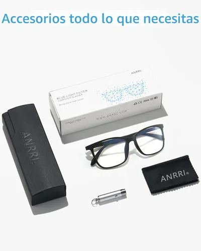 Miniatura 6 de ANRRI Gafas de Bloqueo de Luz Azul, Lentes Antifatiga Ocular con Marco Ligero, Negro, Hombres/Mujeres