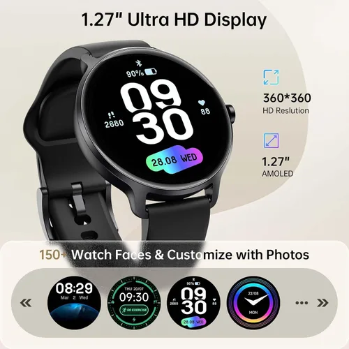 Miniatura 7 de Smart Watch for Women Men, 1.27" HD AMOLED Stylish Smartwatch (Answer/Call) for iPhone/Android/Samsung, Fitness Tracker with 120+ Sport Modes, Heart