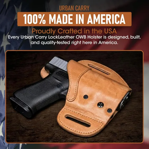 Miniatura 5 de Urban Carry - Funda OWB de cuero con cierre en marrón - Diseño híbrido seguro y cómodo de cuero/polímero para un ocultamiento óptimo Opciones