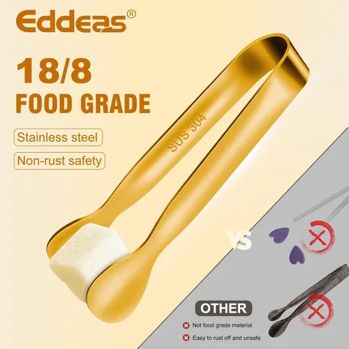 Miniatura 2 de EDDEAS 12 pinzas pequeñas para servir, minipinzas doradas de 4.3 pulgadas, pinzas de cocina doradas para servir alimentos, barra de café, fiesta