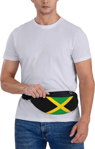 Miniatura 5 de Riñonera cruzada con la bandera de Estados Unidos, para hombres y mujeres, para viajes, caminar, correr, senderismo, pesca., Bandera de Jamaica