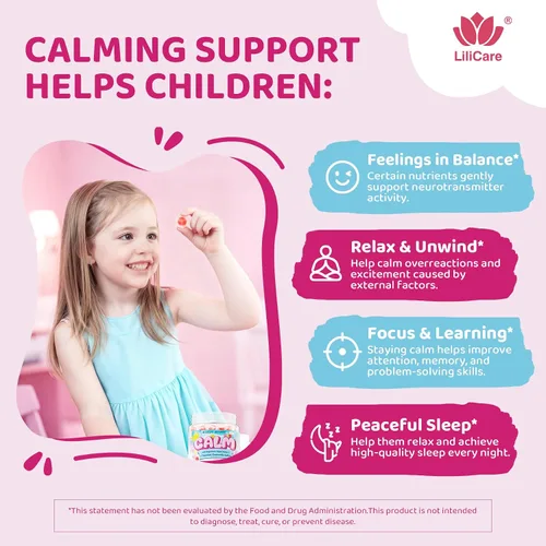 Miniatura 4 de Kids Calm - Gomitas de bisglicinato de magnesio y azafrán + Omega 3 vegano, suplemento quelado de glicinato de magnesio para niños con L-teanina