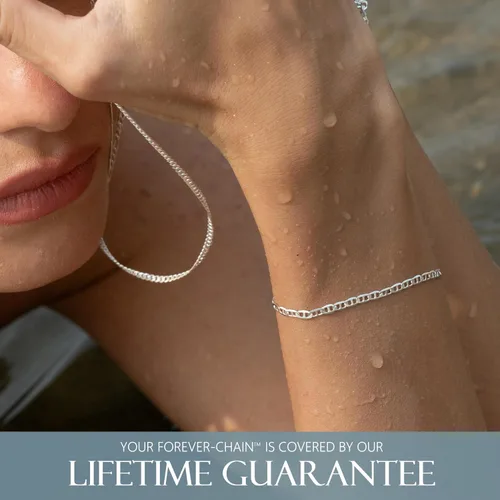 Miniatura 5 de KISPER Pulseras de cadena de plata de ley 925 maciza para mujer, impermeables, resistentes al deslustre, pulsera de eslabones