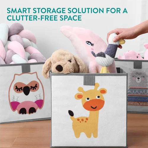 Miniatura 4 de Navaris Cubos de almacenamiento para niños, juego de 3 cubos organizadores de tela para niños, cubo de tela plegable para dormitorio de niños, Verde