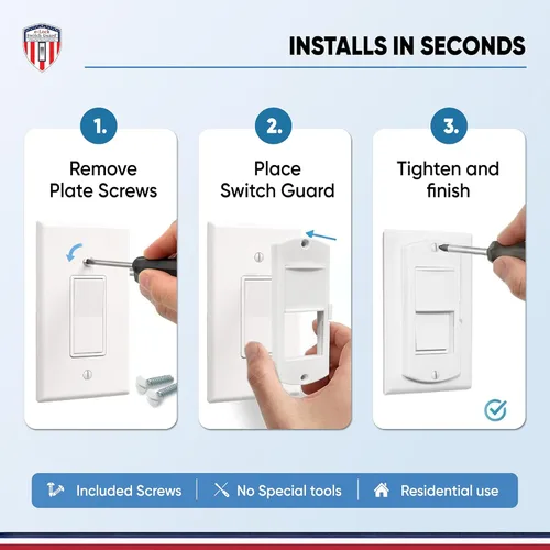 Miniatura 4 de eLock - Protector de interruptor para interruptores decorativos/basculantes, bloqueo de interruptor de luz a prueba de niños con botón