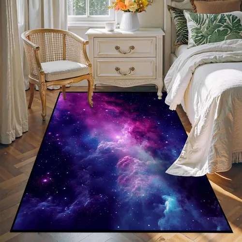 Miniatura 27 de Alfombra de Área Galaxia de 5' x 7', Dormitorio Sala de Estar para Niñas Niños Varones Alfombra Nebulosa Vórtex Tapetes Púrpura Azul Nube galaxy 1
