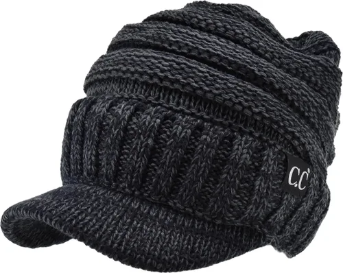 Miniatura 2 de C.C Gorro de punto acanalado de gran tamaño con visera