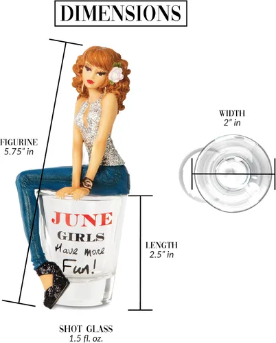 Miniatura 3 de Hiccup by H2Z "June Girls Have More Fun!" Vaso de chupito con figura de niña de 5-3/4 pulgadas