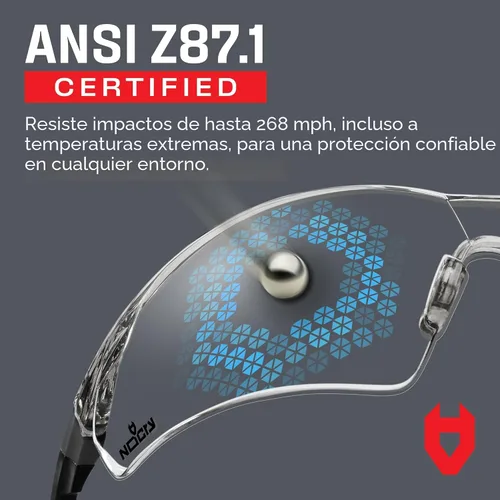 Miniatura 3 de NoCry Gafas de Tiro Transparentes para Hombres con Lentes Envolventes Antivaho y Resistentes a los Arañazos — Anteojos de Seguridad ANSI Z87