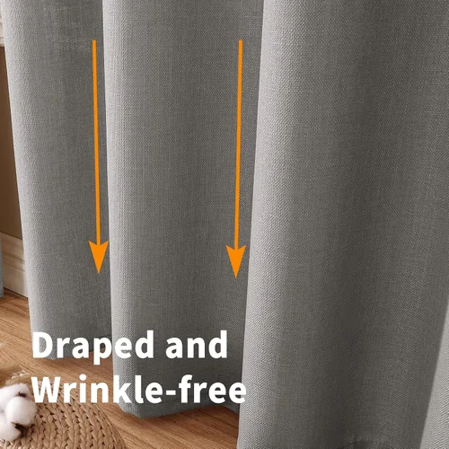 Miniatura 7 de BGment Cortinas blancas puras de 63 pulgadas de largo, juego de 2 paneles para dormitorio, pestañas traseras, aspecto de lino grueso, arpillera