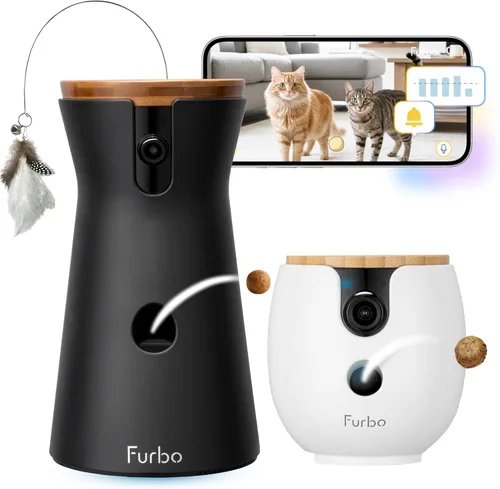 Furbo Cámara para gatos de 360° + mini cámara de 360° [se requiere nueva suscripción en la configuración] Paquete de 2 cámaras: alertas de seguridad