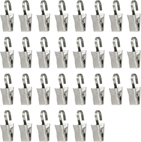 Yueton, paquete de 30 clips de acero inoxidable con gancho para cortina y fotos, para decoración del hogar, de Blovess