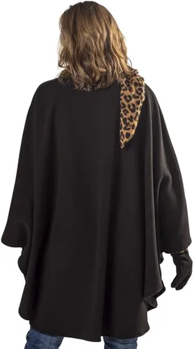 Miniatura 3 de Le Moda Abrigo para mujer con bufanda plisada integrada con guantes, colección de otoño, talla única