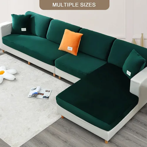 Miniatura 6 de Fundas elásticas de cojín para sofá, fundas de cojín de terciopelo suave, fundas de cojín para la espalda, protector de muebles con parte inferior