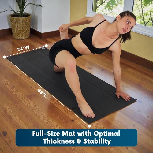 Miniatura 4 de Esterilla de yoga plegable gruesa, en 6 combinaciones; mayor soporte y protección para las articulaciones, sistema de alineación corporal y Negro
