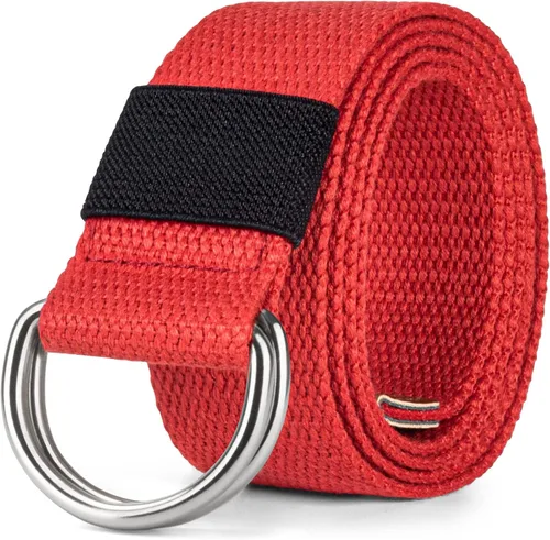 Miniatura 8 de Cinturón para mujeres y hombres de lona con hebilla negra 1 1/2" de ancho extra larga color sólido