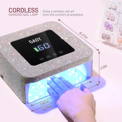 Miniatura 7 de GAOY Lámpara de uñas LED UV inalámbrica para uñas de gel, luz UV recargable, secadora de uñas profesional con 4 temporizadores, sensor automático