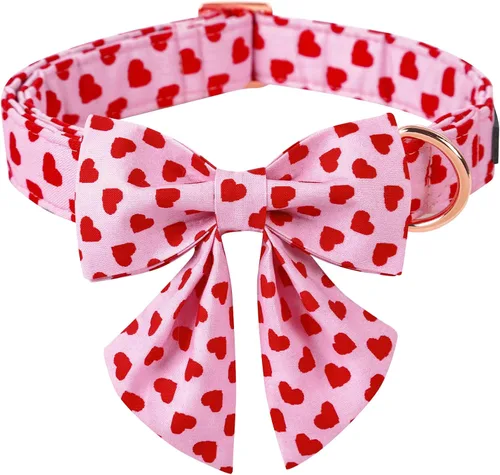 Miniatura 25 de ARING PET Collar de perro con corbatín, collares de terciopelo para perros con corbatín extraíble, collar de lazo ajustable para perros hembras