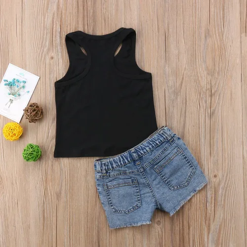 Miniatura 4 de Honganda Fashion 2Pcs Toddler Kids Baby Girl Sunflower Outfits Sleeveless Tank Top+Denim Shorts Summer Clothes