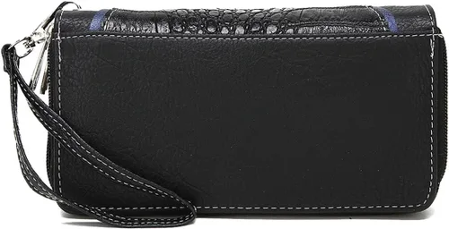 Miniatura 3 de Conchos tachonado cocodrilo corte láser vaquera Western monedero mujer cartera cartera, Negro