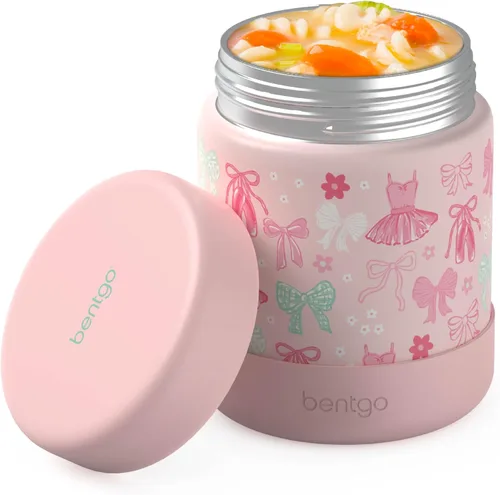 Bentgo Kids Stainless Steel Food Jar - 11 fl oz Leak-Proof Double Insulated Hot or Cold Food Container with Removable Silicone Bumper, Dishwasher