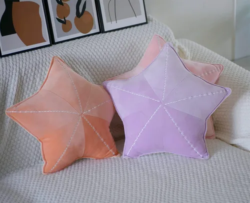 Miniatura 4 de Almohada de suelo de concha de estrella de mar para sofá, almohada de lectura para automóvil (morado claro, 19.6 pulgadas)
