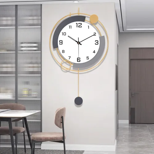Miniatura 7 de Reloj de pared decorativo con péndulo, silencioso, de calidad de cuarzo, operado con batería, reloj de pared grande para sala de estar, cocina