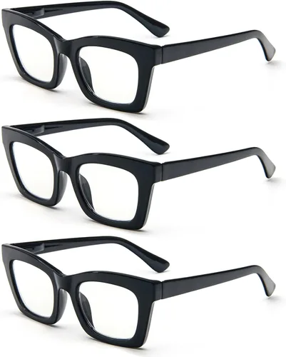 Miniatura 2 de REAVEE Oprah Style - Lentes de lectura para mujer, bloqueo de luz azul, elegantes y de gran tamaño, bisagra de resorte Negro