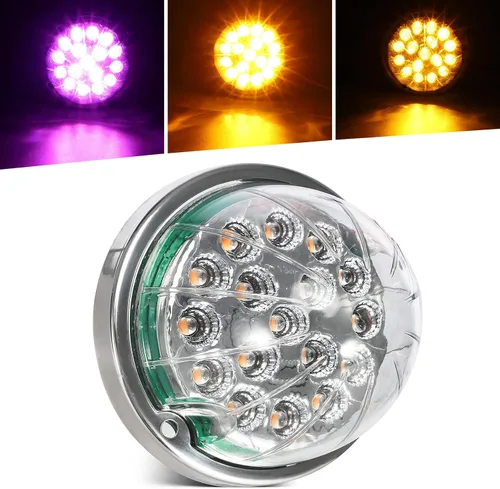 Miniatura 11 de Partsam 1 luz de sandía de doble revolución con 17 LED para semircamión, luces señales de giro rojas a luces auxiliares azules, repuesto